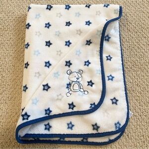 George Teddy Bear Baby Blanket Blue Stars Plush Walmart White Lovey Throw